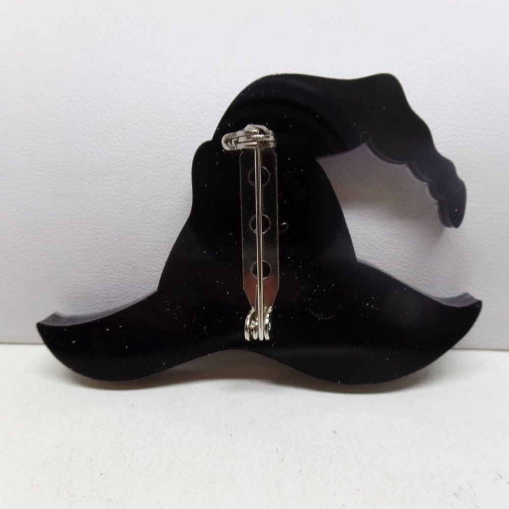 Fabulous Purple Acrylic Witch Hat Brooch - Picture 3 of 3